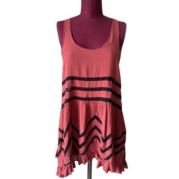Free People Voile And Lace Trapeze Burnt Orange Slip Size S - Picture 2 of 9